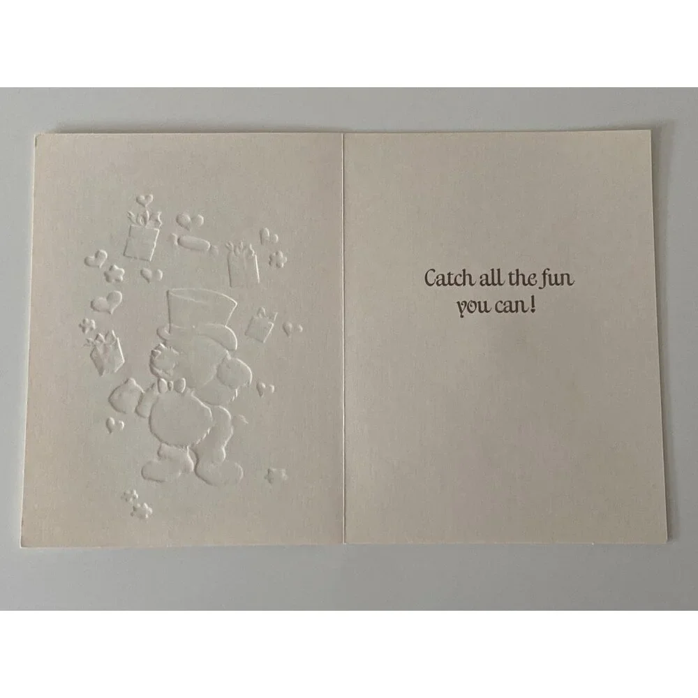 2 VTG American Greetings Cards CAREBEARS Forget Me Not Happy Birthday